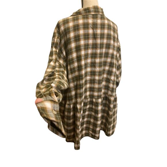 Arizona jeans peplum plaid plus size western button down 100% cotton blouse XXL - Picture 4 of 7